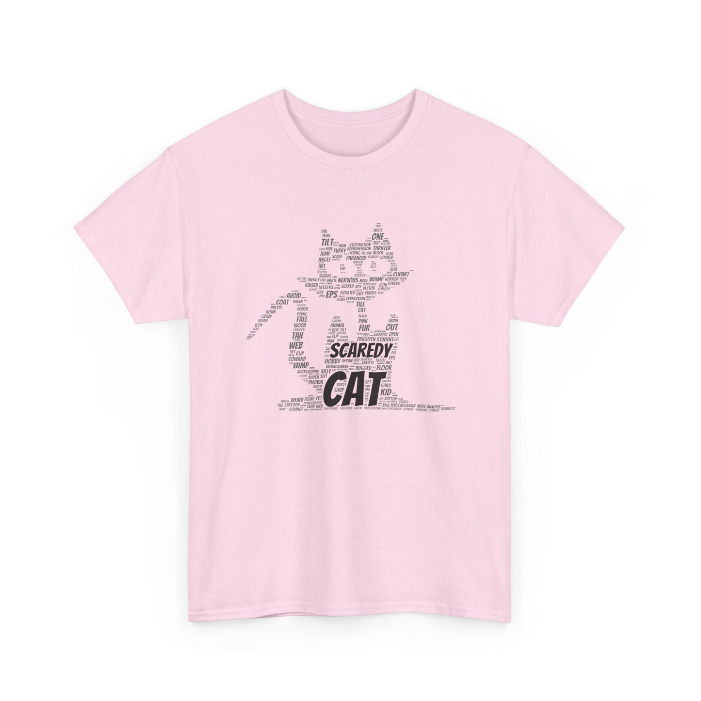 Scaredy Cat Unisex Heavy Cotton Tee, Cute Cat Shirt