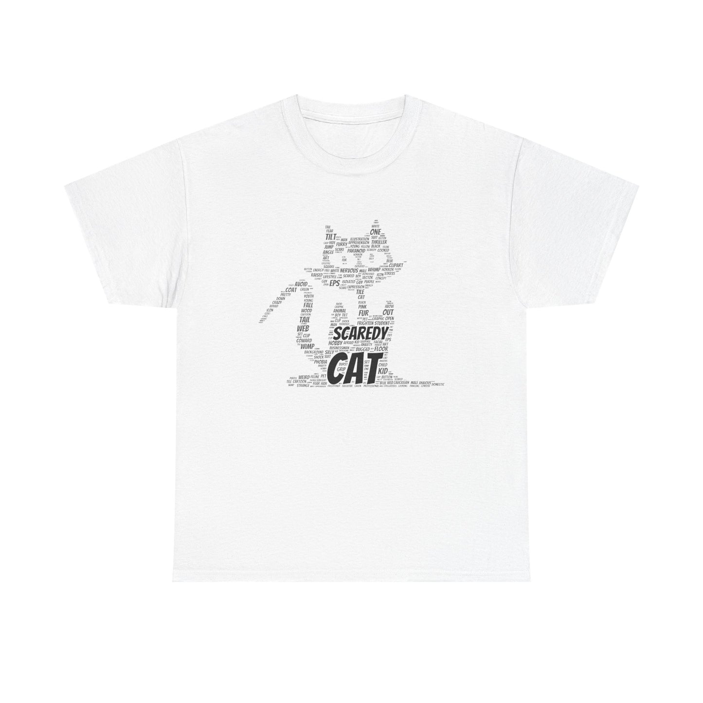 Scaredy Cat Unisex Heavy Cotton Tee, Cute Cat Shirt