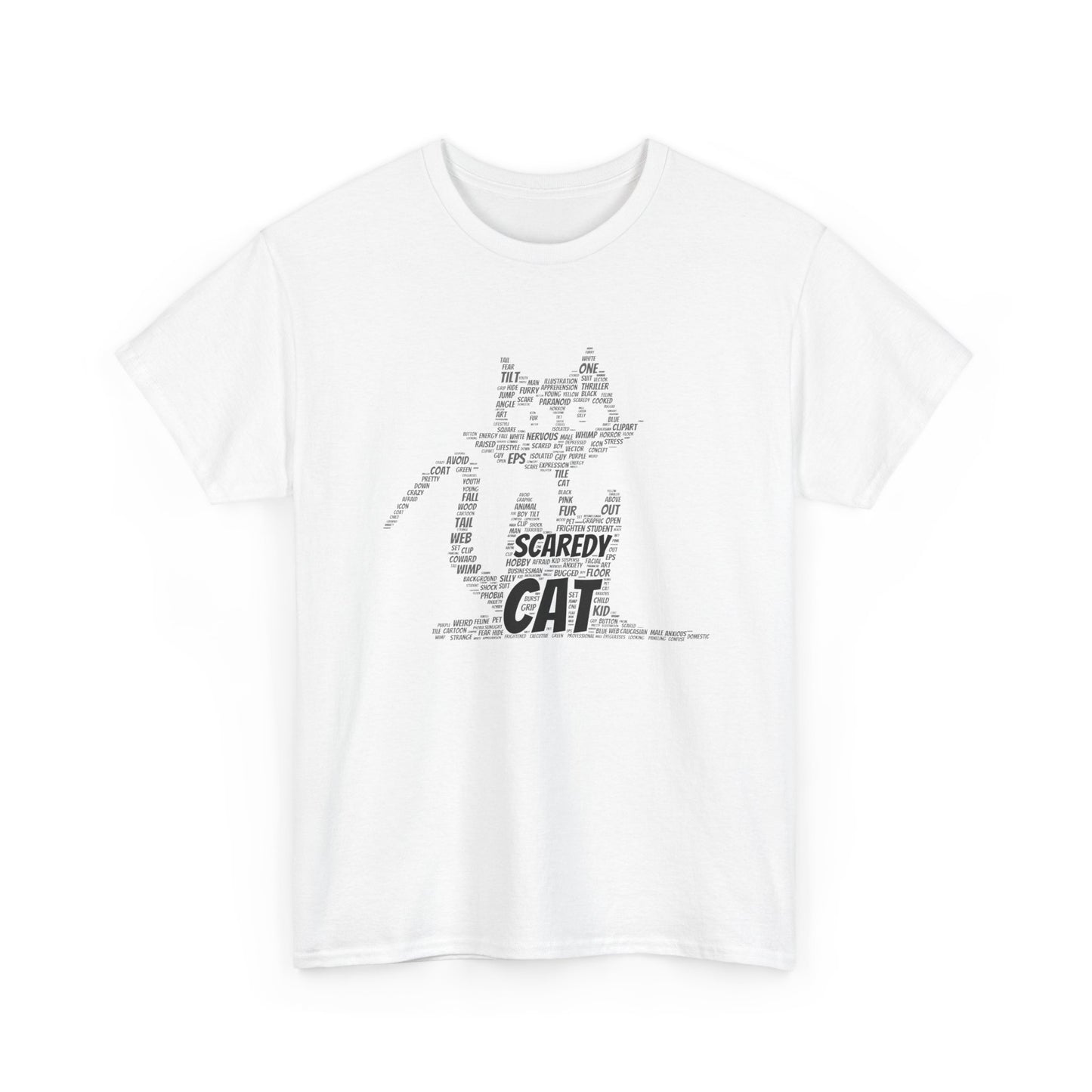 Scaredy Cat Unisex Heavy Cotton Tee, Cute Cat Shirt