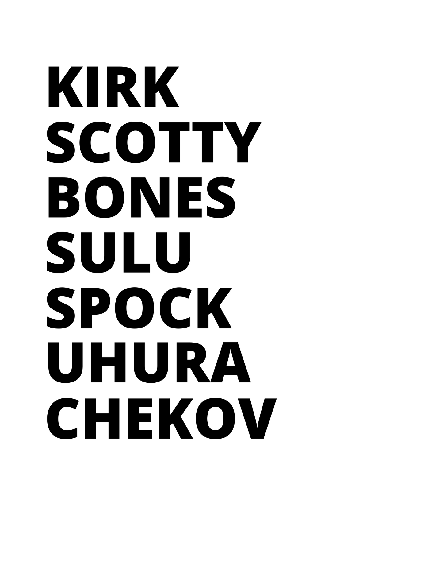 Kirk, Scotty, Bones, Sulu, Spock, Uhura, and Chekov T-shirt