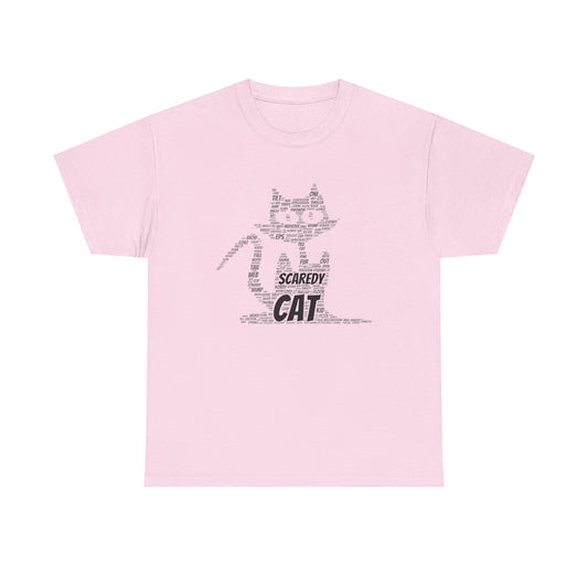 Scaredy Cat Unisex Heavy Cotton Tee, Cute Cat Shirt