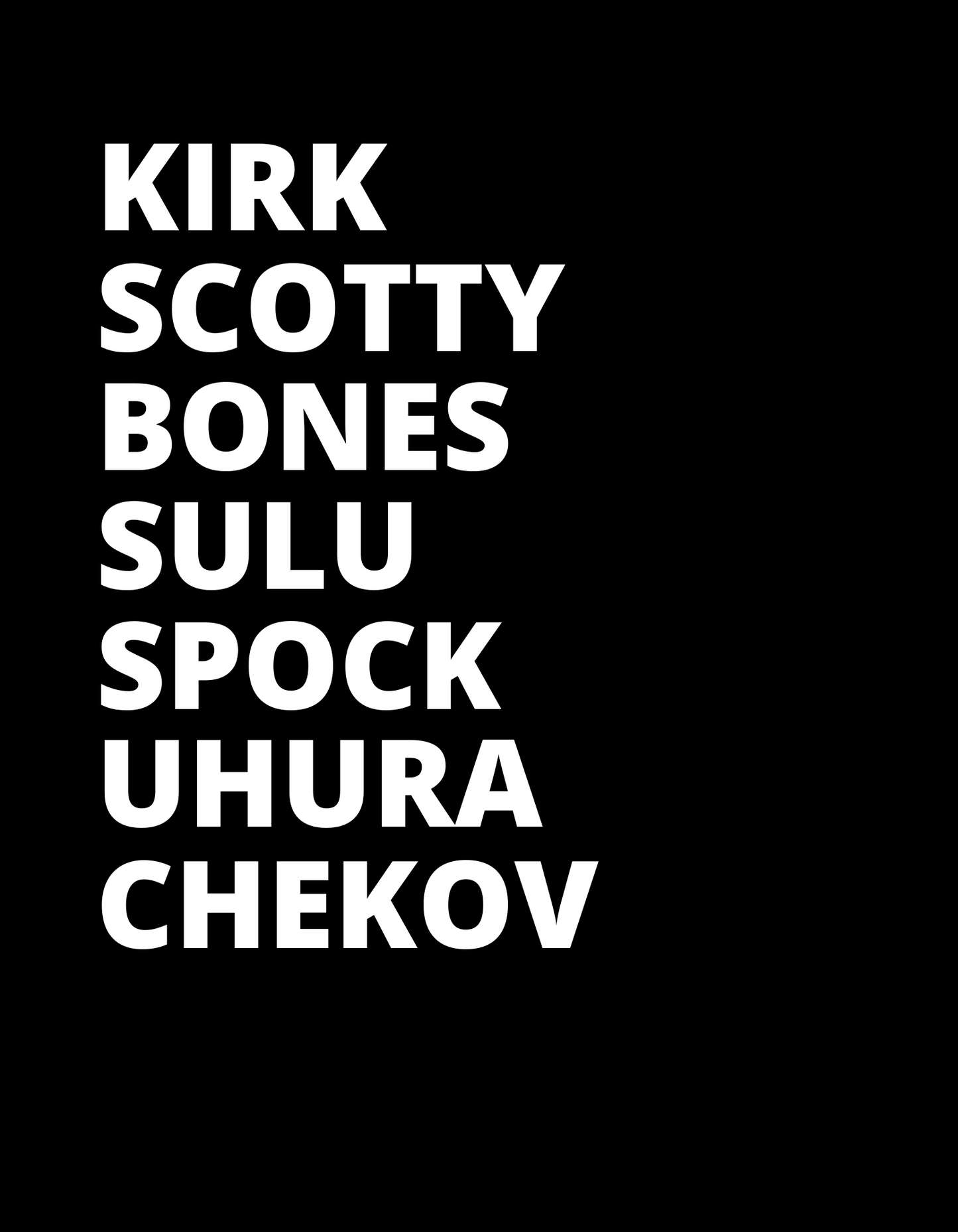 Star Trek TOS Bridge Crew First Names - White on Black Premium Tee