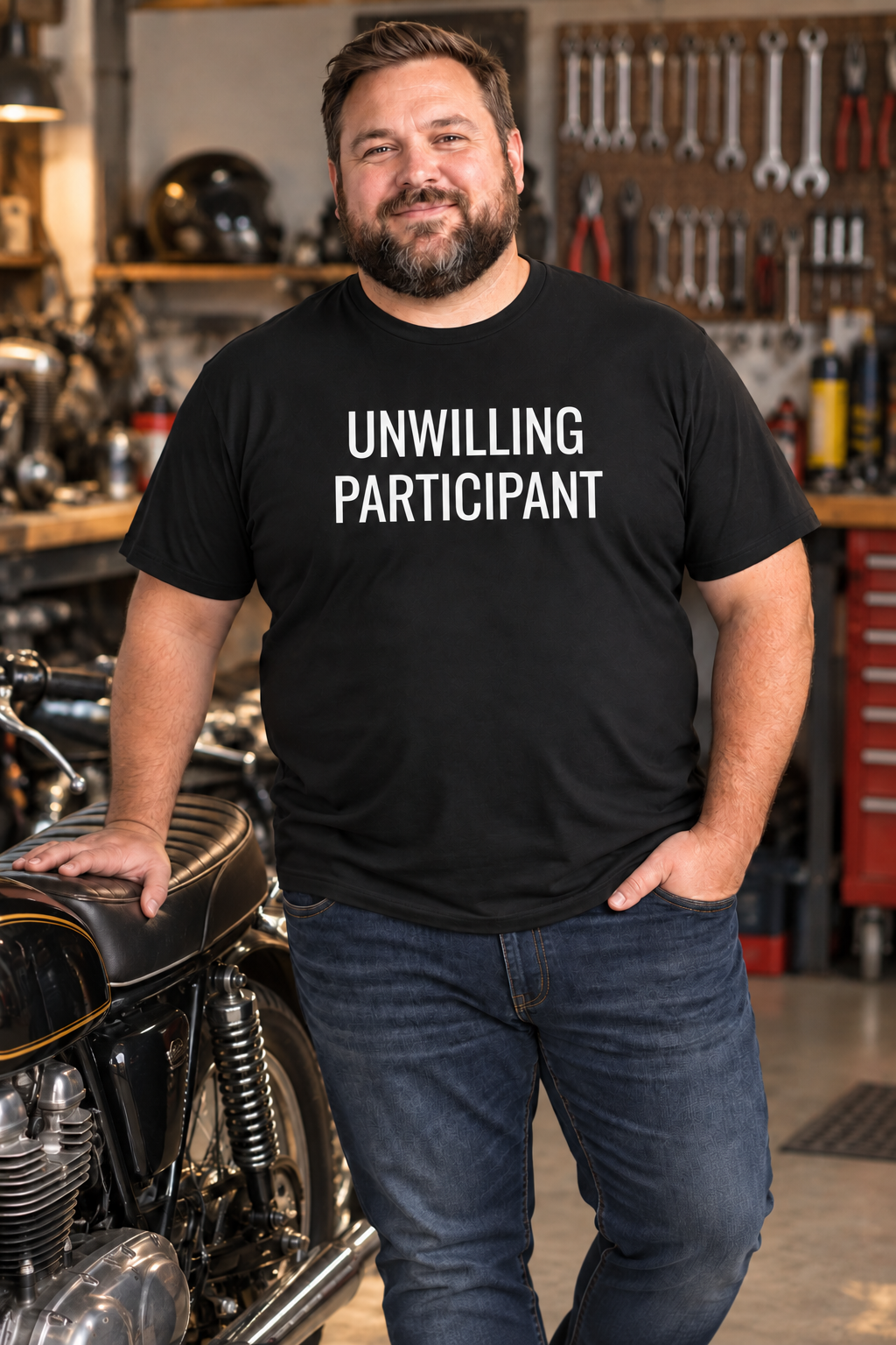 Unwilling Participant Funny Sarcastic Graphic T-Shirt – Retro Passive-Aggressive Humor Tee