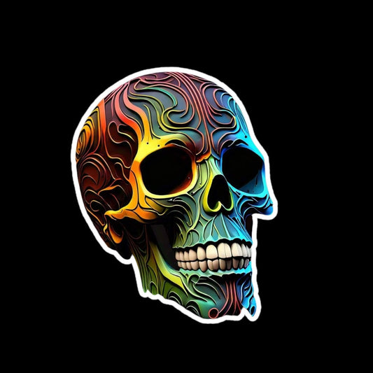 Meta AI Generated Art Deco Skull - White Outline against Dark Colors