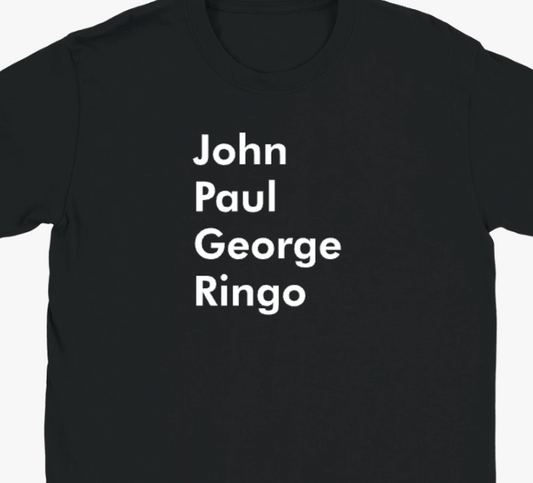 Four Cool Bugs - John Paul George and Ringo, White on Black